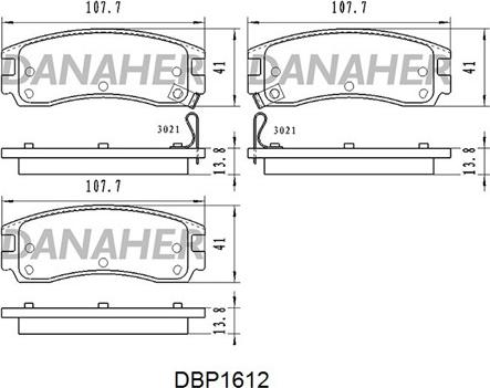 Danaher DBP1612 - Kit de plaquettes de frein, frein à disque cwaw.fr