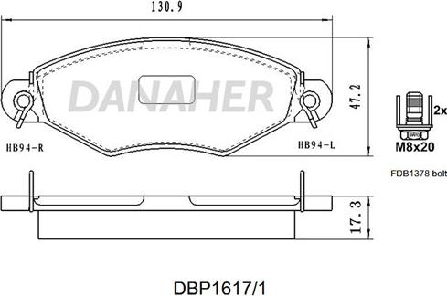 Danaher DBP1617/1 - Kit de plaquettes de frein, frein à disque cwaw.fr