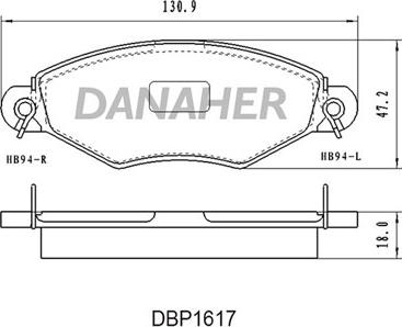 Danaher DBP1617 - Kit de plaquettes de frein, frein à disque cwaw.fr