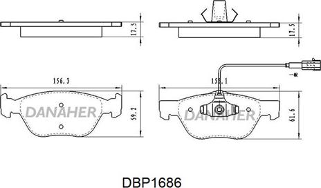 Danaher DBP1686 - Kit de plaquettes de frein, frein à disque cwaw.fr