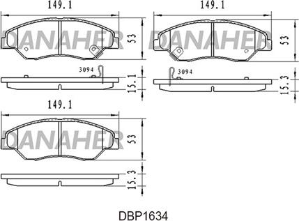 Danaher DBP1634 - Kit de plaquettes de frein, frein à disque cwaw.fr