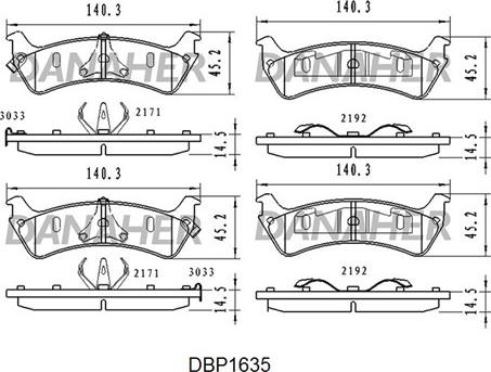 Danaher DBP1635 - Kit de plaquettes de frein, frein à disque cwaw.fr