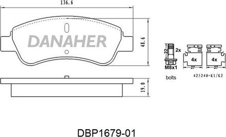 Danaher DBP1679-01 - Kit de plaquettes de frein, frein à disque cwaw.fr