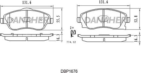 Danaher DBP1676 - Kit de plaquettes de frein, frein à disque cwaw.fr