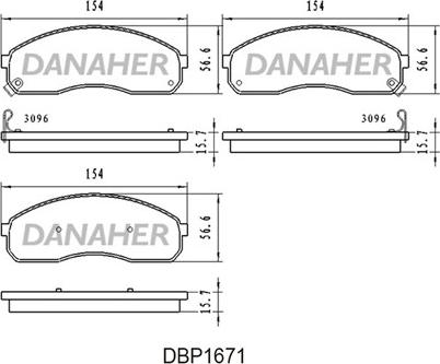 Danaher DBP1671 - Kit de plaquettes de frein, frein à disque cwaw.fr