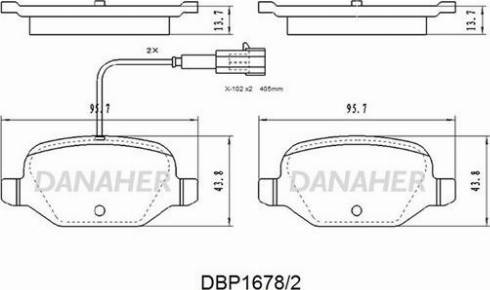 Danaher DBP1678/2 - Kit de plaquettes de frein, frein à disque cwaw.fr