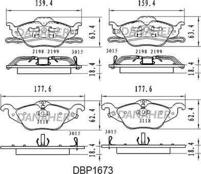 Danaher DBP1673 - Kit de plaquettes de frein, frein à disque cwaw.fr