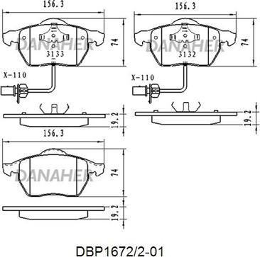 Danaher DBP1672/2-01 - Kit de plaquettes de frein, frein à disque cwaw.fr