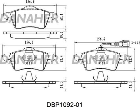 Danaher DBP1092-01 - Kit de plaquettes de frein, frein à disque cwaw.fr