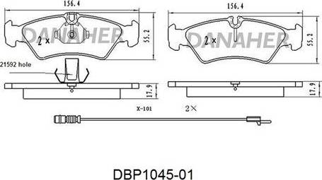 Danaher DBP1045-01 - Kit de plaquettes de frein, frein à disque cwaw.fr