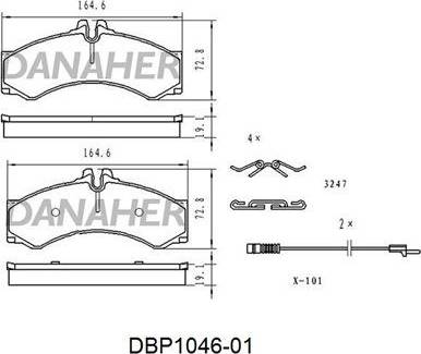 Danaher DBP1046-01 - Kit de plaquettes de frein, frein à disque cwaw.fr