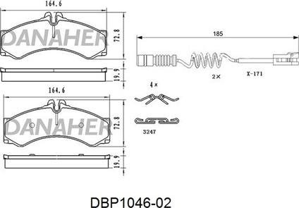 Danaher DBP1046-02 - Kit de plaquettes de frein, frein à disque cwaw.fr