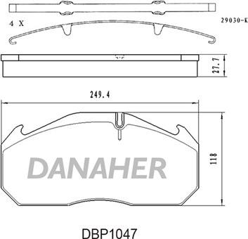 Danaher DBP1047 - Kit de plaquettes de frein, frein à disque cwaw.fr