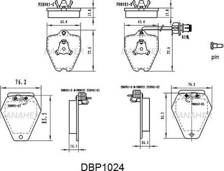 Danaher DBP1024 - Kit de plaquettes de frein, frein à disque cwaw.fr