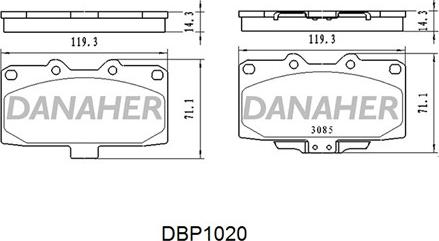 Danaher DBP1020 - Kit de plaquettes de frein, frein à disque cwaw.fr