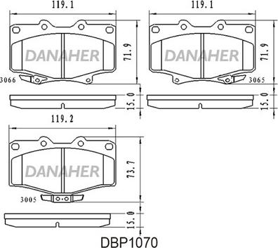 Danaher DBP1070 - Kit de plaquettes de frein, frein à disque cwaw.fr