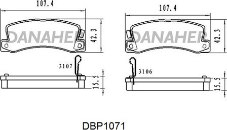 Danaher DBP1071 - Kit de plaquettes de frein, frein à disque cwaw.fr