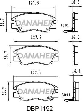 Danaher DBP1192 - Kit de plaquettes de frein, frein à disque cwaw.fr