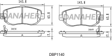 Danaher DBP1140 - Kit de plaquettes de frein, frein à disque cwaw.fr