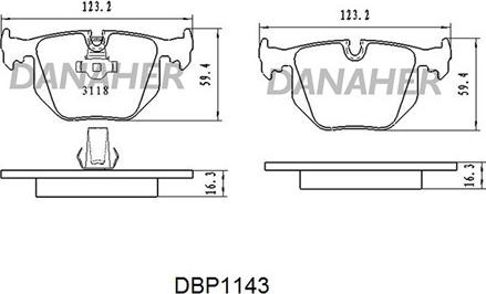 Danaher DBP1143 - Kit de plaquettes de frein, frein à disque cwaw.fr