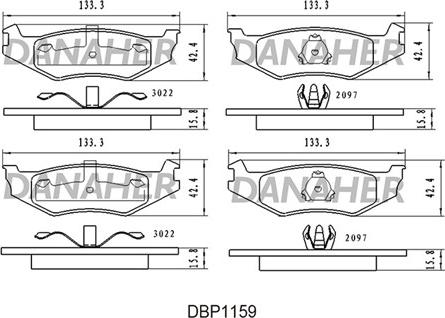 Danaher DBP1159 - Kit de plaquettes de frein, frein à disque cwaw.fr