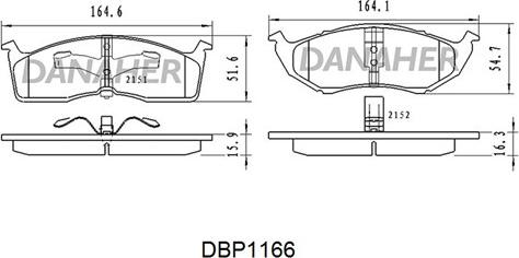 Danaher DBP1166 - Kit de plaquettes de frein, frein à disque cwaw.fr