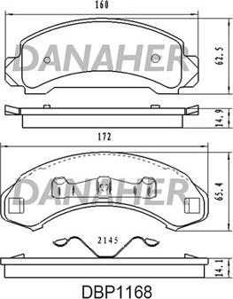 Danaher DBP1168 - Kit de plaquettes de frein, frein à disque cwaw.fr