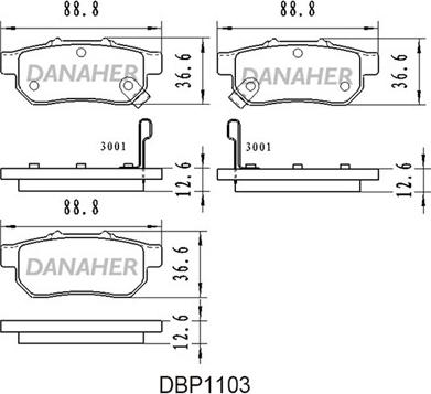 Danaher DBP1103 - Kit de plaquettes de frein, frein à disque cwaw.fr