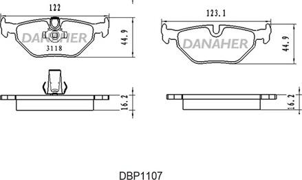 Danaher DBP1107 - Kit de plaquettes de frein, frein à disque cwaw.fr