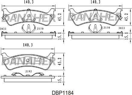 Danaher DBP1184 - Kit de plaquettes de frein, frein à disque cwaw.fr