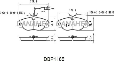 Danaher DBP1185 - Kit de plaquettes de frein, frein à disque cwaw.fr