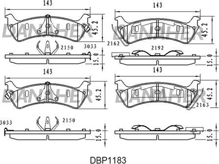 Danaher DBP1183 - Kit de plaquettes de frein, frein à disque cwaw.fr