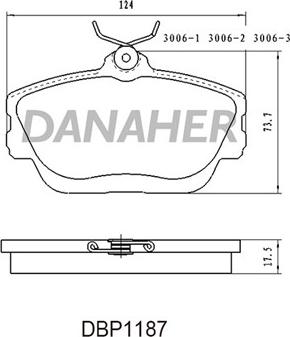 Danaher DBP1187 - Kit de plaquettes de frein, frein à disque cwaw.fr