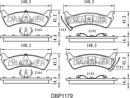 Danaher DBP1179 - Kit de plaquettes de frein, frein à disque cwaw.fr