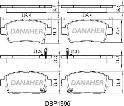 Danaher DBP1896 - Kit de plaquettes de frein, frein à disque cwaw.fr