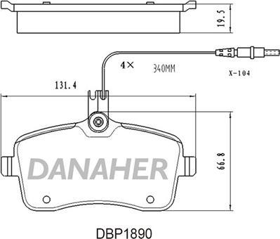 Danaher DBP1890 - Kit de plaquettes de frein, frein à disque cwaw.fr