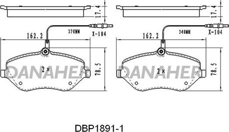 Danaher DBP1891/1 - Kit de plaquettes de frein, frein à disque cwaw.fr