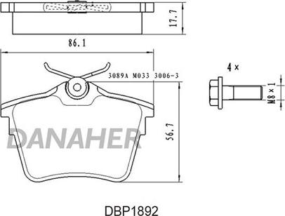 Danaher DBP1892 - Kit de plaquettes de frein, frein à disque cwaw.fr