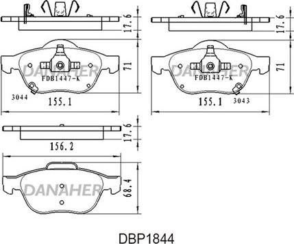 Danaher DBP1844 - Kit de plaquettes de frein, frein à disque cwaw.fr