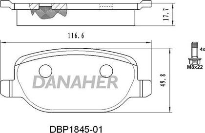 Danaher DBP1845-01 - Kit de plaquettes de frein, frein à disque cwaw.fr