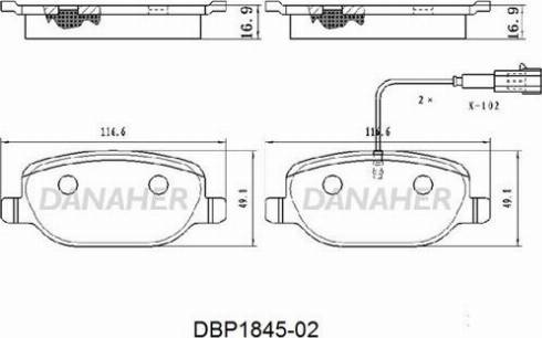 Danaher DBP1845-02 - Kit de plaquettes de frein, frein à disque cwaw.fr