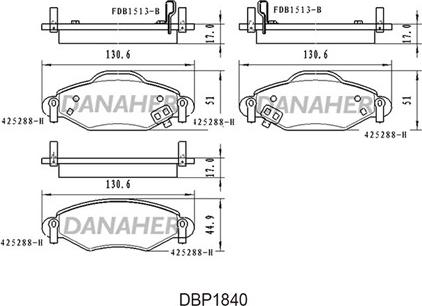 Danaher DBP1840 - Kit de plaquettes de frein, frein à disque cwaw.fr