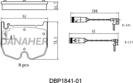 Danaher DBP1841-01 - Kit de plaquettes de frein, frein à disque cwaw.fr