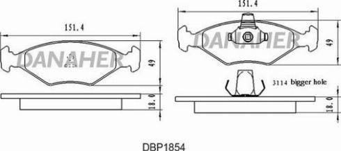 Danaher DBP1854 - Kit de plaquettes de frein, frein à disque cwaw.fr