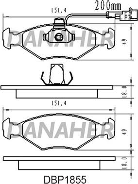 Danaher DBP1855 - Kit de plaquettes de frein, frein à disque cwaw.fr