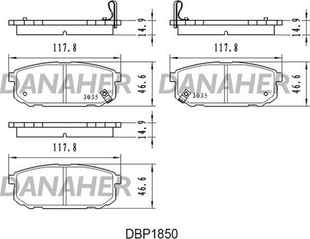 Danaher DBP1850 - Kit de plaquettes de frein, frein à disque cwaw.fr