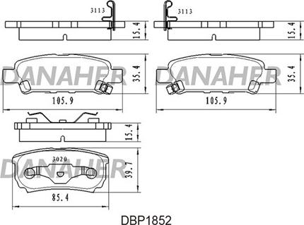 Danaher DBP1852 - Kit de plaquettes de frein, frein à disque cwaw.fr