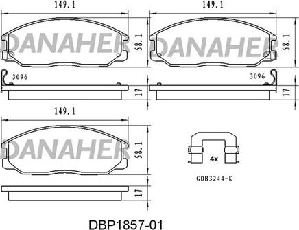 Danaher DBP1857-01 - Kit de plaquettes de frein, frein à disque cwaw.fr