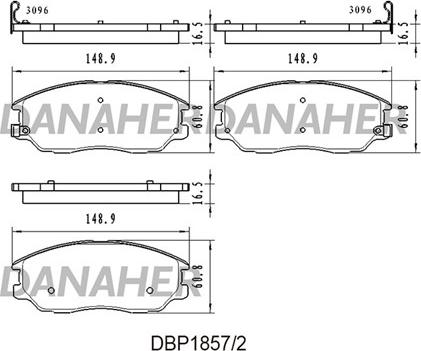 Danaher DBP1857/2 - Kit de plaquettes de frein, frein à disque cwaw.fr