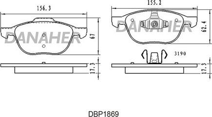 Danaher DBP1869 - Kit de plaquettes de frein, frein à disque cwaw.fr